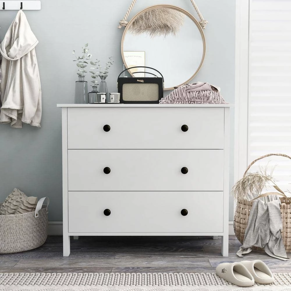 London 3-Drawer White Chest of Drawers 29 in. H x 34 in. W x 21 in. D by Furniture of America 5 London 3-Drawer White Chest of Drawers 29 in. H x 34 in. W x 21 in. D by Furniture of America - Image 5