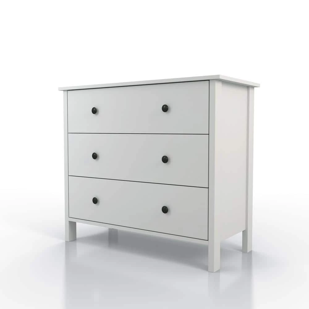 London 3-Drawer White Chest of Drawers 29 in. H x 34 in. W x 21 in. D by Furniture of America 2 London 3-Drawer White Chest of Drawers 29 in. H x 34 in. W x 21 in. D by Furniture of America - Image 2