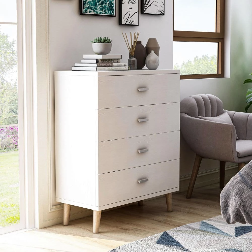 Cordero III 4-Drawer White Chest of Drawers (39.25 in. H x 31.25 in. W x 15.5 in. D) by Furniture of America 7 Cordero III 4-Drawer White Chest of Drawers (39.25 in. H x 31.25 in. W x 15.5 in. D) by Furniture of America - Image 7