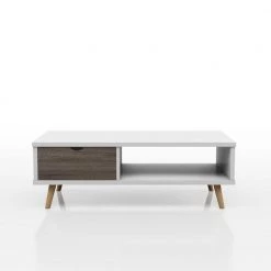 Zevelle 47.25 in. White Rectangle Wood Coffee Table with 1-Shelf by Furniture of America -Furniture of America Sales Store white furniture of america coffee tables idi 161721ct 4f 1000