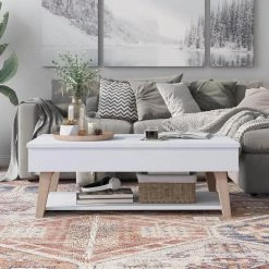 Sharon 47 in. White Large Rectangle Wood Coffee Table with Lift Top by Furniture of America -Furniture of America Sales Store white furniture of america coffee tables idi 192425ct 44 1000