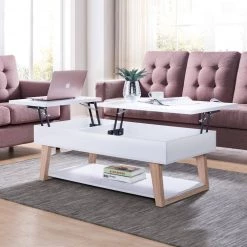 Sharon 47 in. White Large Rectangle Wood Coffee Table with Lift Top by Furniture of America -Furniture of America Sales Store white furniture of america coffee tables idi 192425ct 76 1000