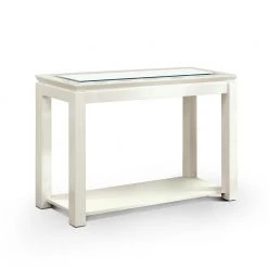Abbotsburg 48 in. White Rectangle Glass Top Console Table with 1-Shelf by Furniture of America