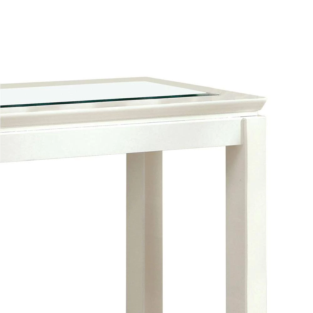 Abbotsburg 48 in. White Rectangle Glass Top Console Table with 1-Shelf by Furniture of America 2 Abbotsburg 48 in. White Rectangle Glass Top Console Table with 1-Shelf by Furniture of America - Image 2