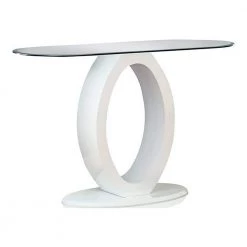 Babb 47.25 in. White Specialty Oval Glass Console Table by Furniture of America