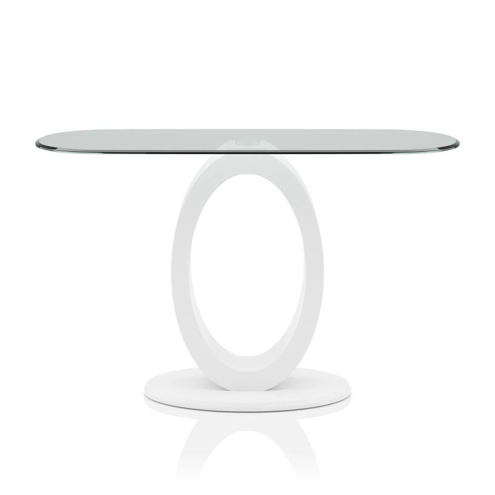 Babb 47.25 in. White Specialty Oval Glass Console Table by Furniture of America 3 Babb 47.25 in. White Specialty Oval Glass Console Table by Furniture of America - Image 3
