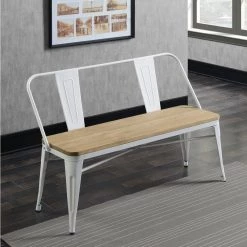 Bremke White and Dark Oak Dining Bench (32.5 in. H x 47 in. W x 20.5 in. D) by Furniture of America 5 Bremke White and Dark Oak Dining Bench (32.5 in. H x 47 in. W x 20.5 in. D) by Furniture of America -Furniture of America Sales Store white furniture of america dining benches idf 3529wh bn 31 1000