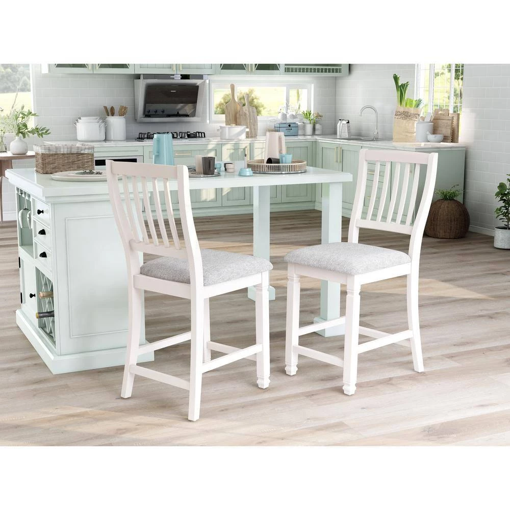 Ely White Cushioned Counter Height Dining Chair (Set of 2) by Furniture of America 2 Ely White Cushioned Counter Height Dining Chair (Set of 2) by Furniture of America - Image 2
