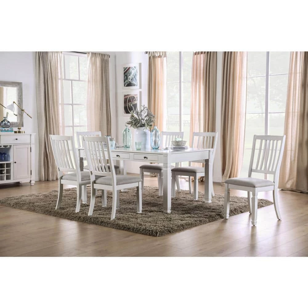 Ely White Cushioned Dining Side Chair (Set of 2) by Furniture of America 5 Ely White Cushioned Dining Side Chair (Set of 2) by Furniture of America - Image 5