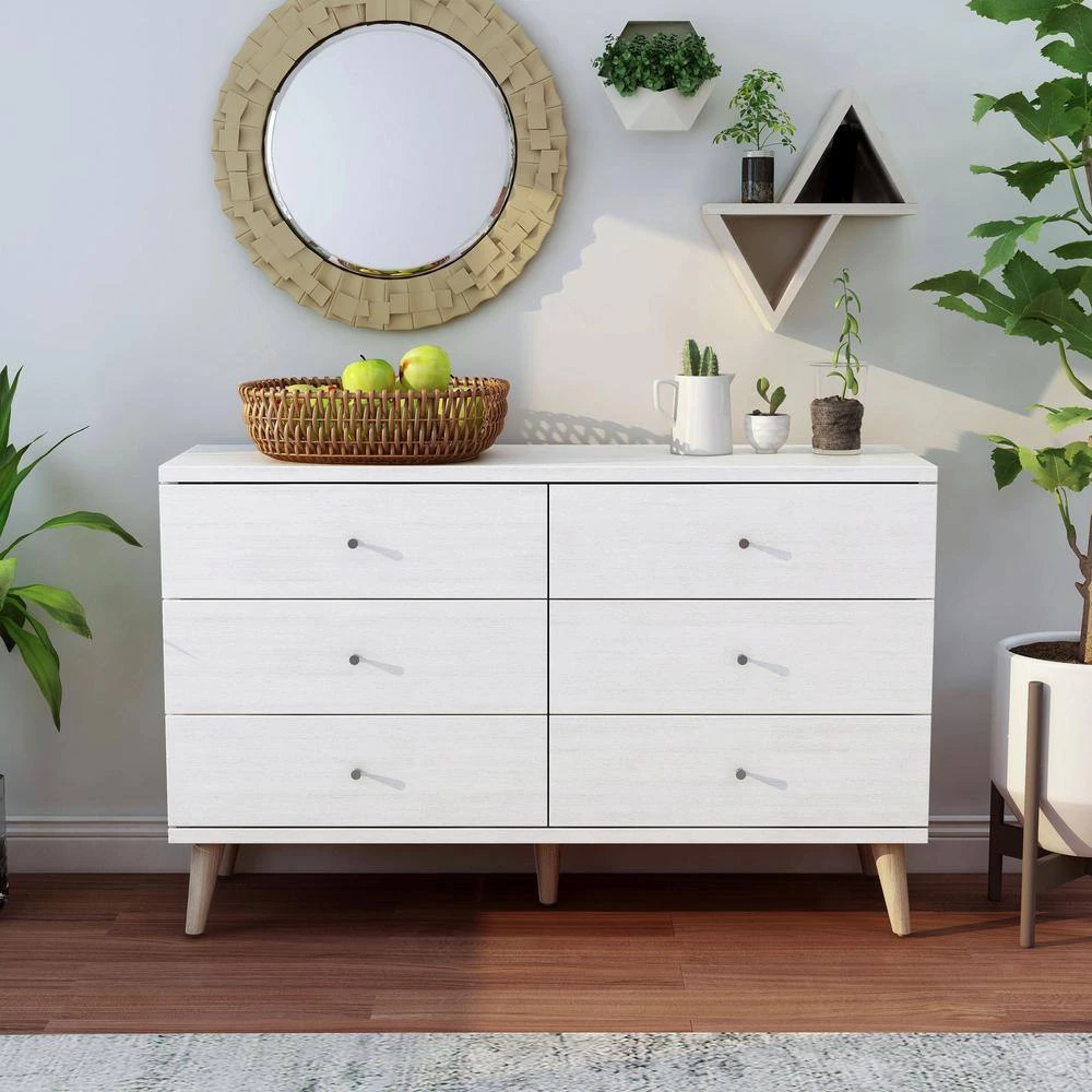 Fort Ordan III 6-Drawer White Dresser (29.5 in. H x 47 in. W x 15.5 in. D) by Furniture of America 7 Fort Ordan III 6-Drawer White Dresser (29.5 in. H x 47 in. W x 15.5 in. D) by Furniture of America - Image 7