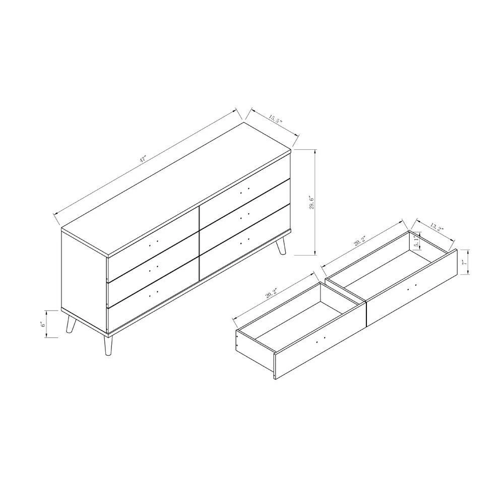 Fort Ordan III 6-Drawer White Dresser (29.5 in. H x 47 in. W x 15.5 in. D) by Furniture of America 6 Fort Ordan III 6-Drawer White Dresser (29.5 in. H x 47 in. W x 15.5 in. D) by Furniture of America - Image 6