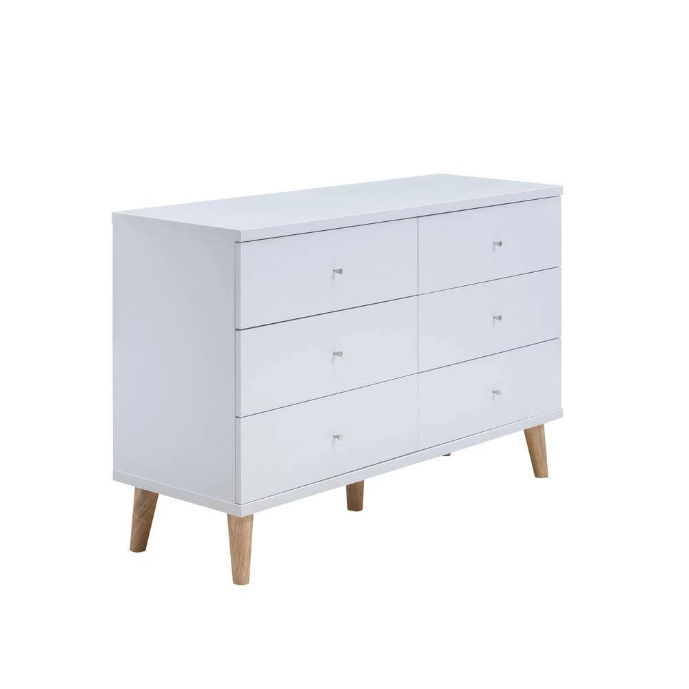 Fort Ordan III 6-Drawer White Dresser (29.5 in. H x 47 in. W x 15.5 in. D) by Furniture of America 2 Fort Ordan III 6-Drawer White Dresser (29.5 in. H x 47 in. W x 15.5 in. D) by Furniture of America - Image 2