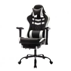 Cayde White Polyvinyl Diamond Stiching Gaming Chair with Adjustable Footrest and Headpillow by Furniture of America -Furniture of America Sales Store white furniture of america gaming chairs idf 6006 wh 31 1000
