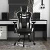 Cayde White Polyvinyl Diamond Stiching Gaming Chair with Adjustable Footrest and Headpillow by Furniture of America