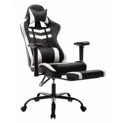 Cayde White Polyvinyl Diamond Stiching Gaming Chair with Adjustable Footrest and Headpillow by Furniture of America -Furniture of America Sales Store white furniture of america gaming chairs idf 6006 wh c3 1000