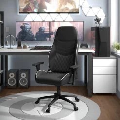 Sem Ergonomic White PU Leather Gaming Chair with Diamond Stitching by Furniture of America