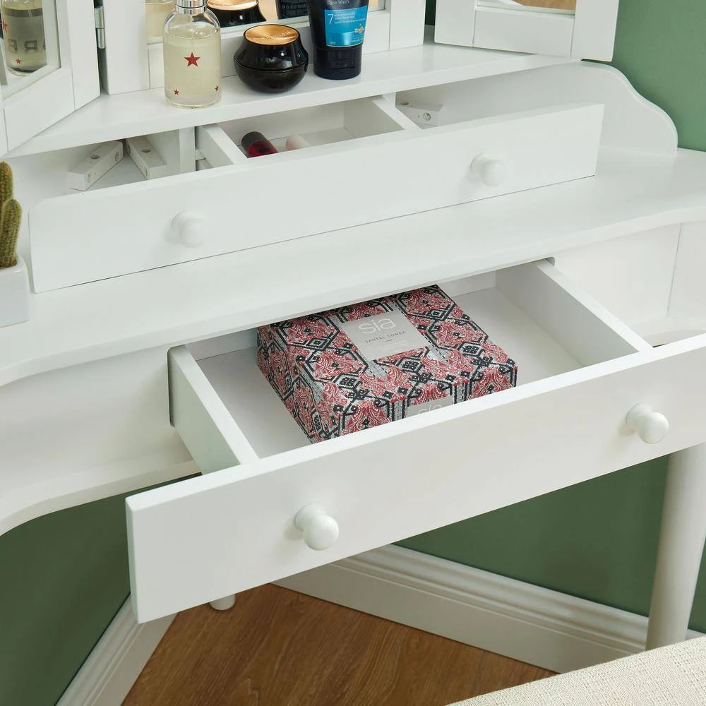 Kelly 3-Piece White Vanity Set by Furniture of America 5 Kelly 3-Piece White Vanity Set by Furniture of America - Image 5