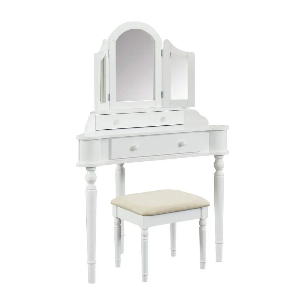 Kelly 3-Piece White Vanity Set by Furniture of America 1 Kelly 3-Piece White Vanity Set by Furniture of America