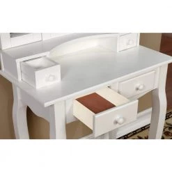 Ziegler 2-Piece White Double Deck Vanity Set by Furniture of America -Furniture of America Sales Store white furniture of america makeup vanities idf dk6846wh fa 1000