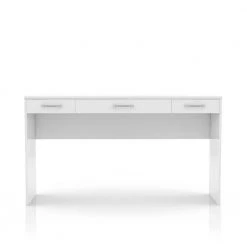 Crossroads White Vanity Table with 3-Drawer 36 in. H x 64 in. W x 17 in. D by Furniture of America