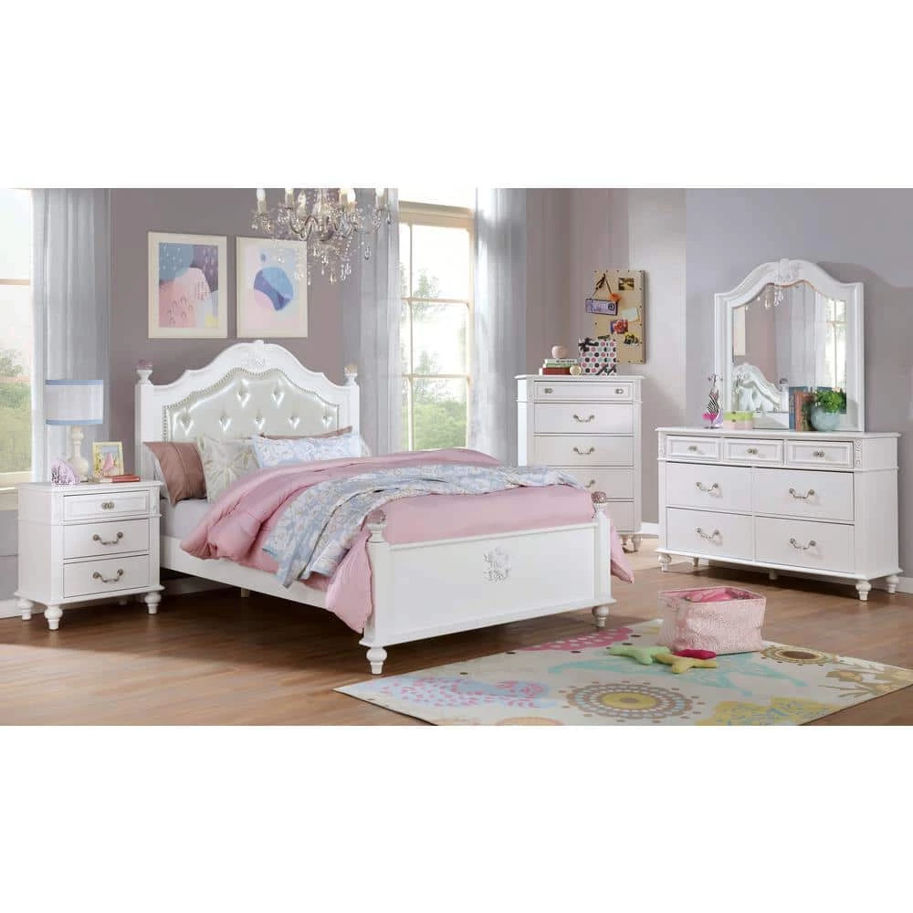 Fritza 3-Drawer White Nightstand (27 in. H x 24 in. W x 16 in. D) by Furniture of America 3 Fritza 3-Drawer White Nightstand (27 in. H x 24 in. W x 16 in. D) by Furniture of America - Image 3
