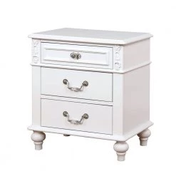 Fritza 3-Drawer White Nightstand (27 in. H x 24 in. W x 16 in. D) by Furniture of America