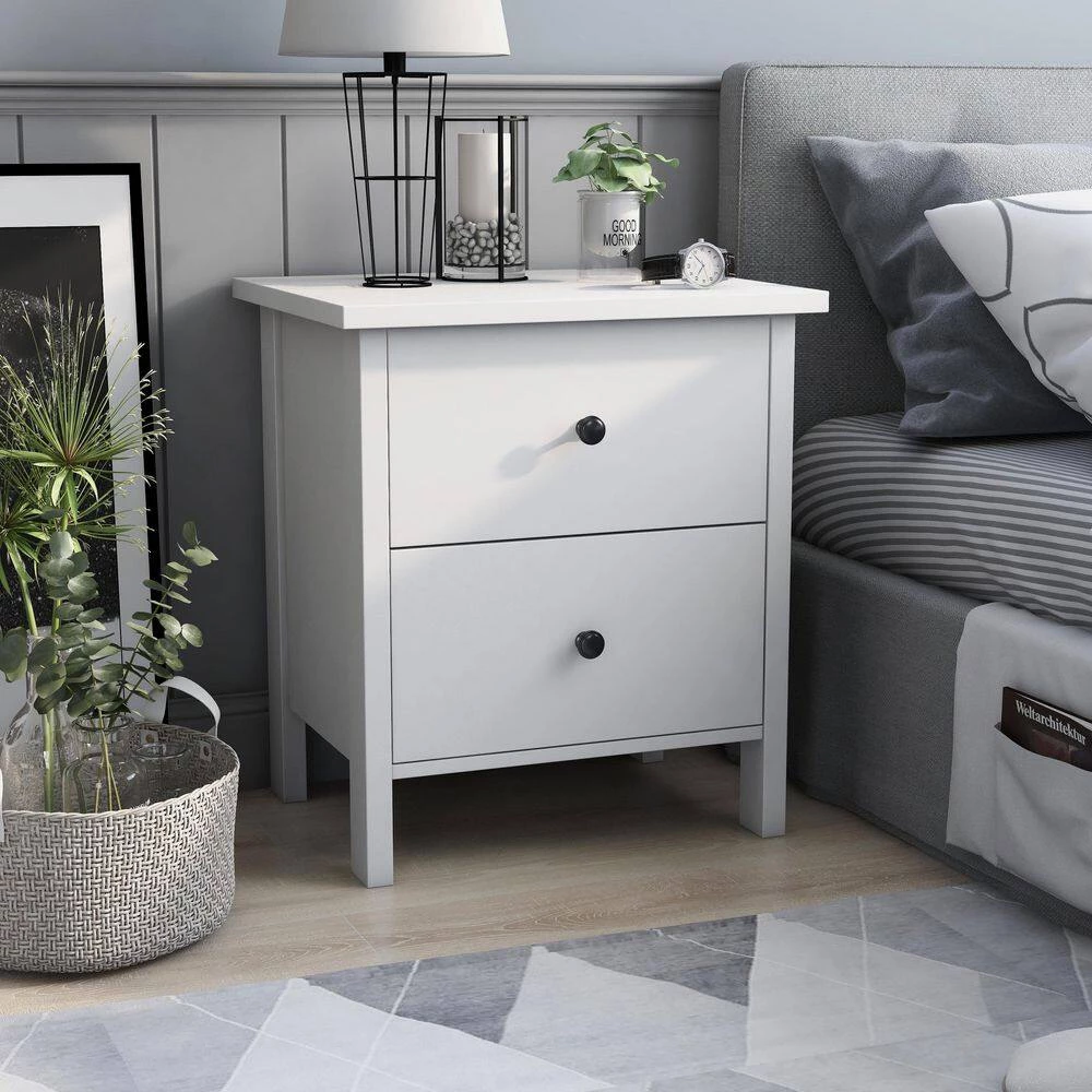 Sakinaw 2-Drawer White Nightstand (21.26 in. H X 18.9 in. W X 15.45 in. D) by Furniture of America 7 Sakinaw 2-Drawer White Nightstand (21.26 in. H X 18.9 in. W X 15.45 in. D) by Furniture of America - Image 7