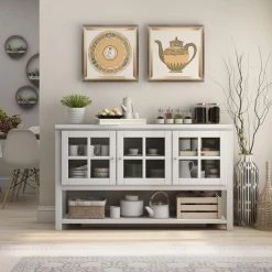 Tymon White Buffet Server With 3-Cabinet Doors by Furniture of America