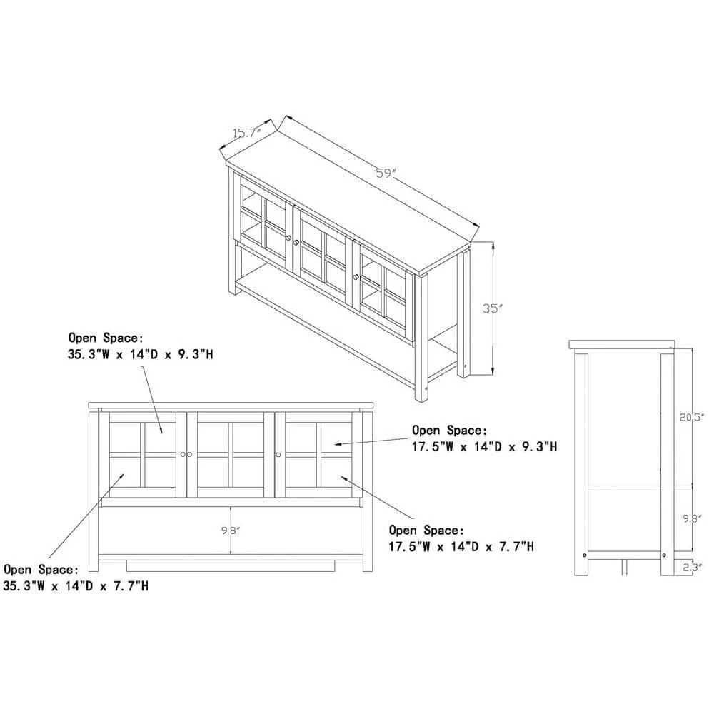 Tymon White Buffet Server With 3-Cabinet Doors by Furniture of America 5 Tymon White Buffet Server With 3-Cabinet Doors by Furniture of America - Image 5