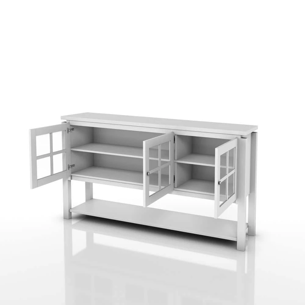 Tymon White Buffet Server With 3-Cabinet Doors by Furniture of America 2 Tymon White Buffet Server With 3-Cabinet Doors by Furniture of America - Image 2