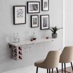 Santino 3-Bottle White Floating Wine Rack Table by Furniture of America