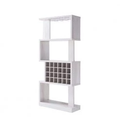 Ena 68 in. White 24-Bottle Wine Rack With Hanging Stemware Rack by Furniture of America