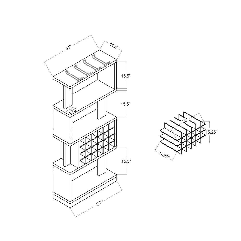 Ena 68 in. White 24-Bottle Wine Rack With Hanging Stemware Rack by Furniture of America 5 Ena 68 in. White 24-Bottle Wine Rack With Hanging Stemware Rack by Furniture of America - Image 5