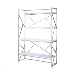 Steltson 70.25 in. Chrome Metal 4-Shelf Accent Bookcase by Furniture of America