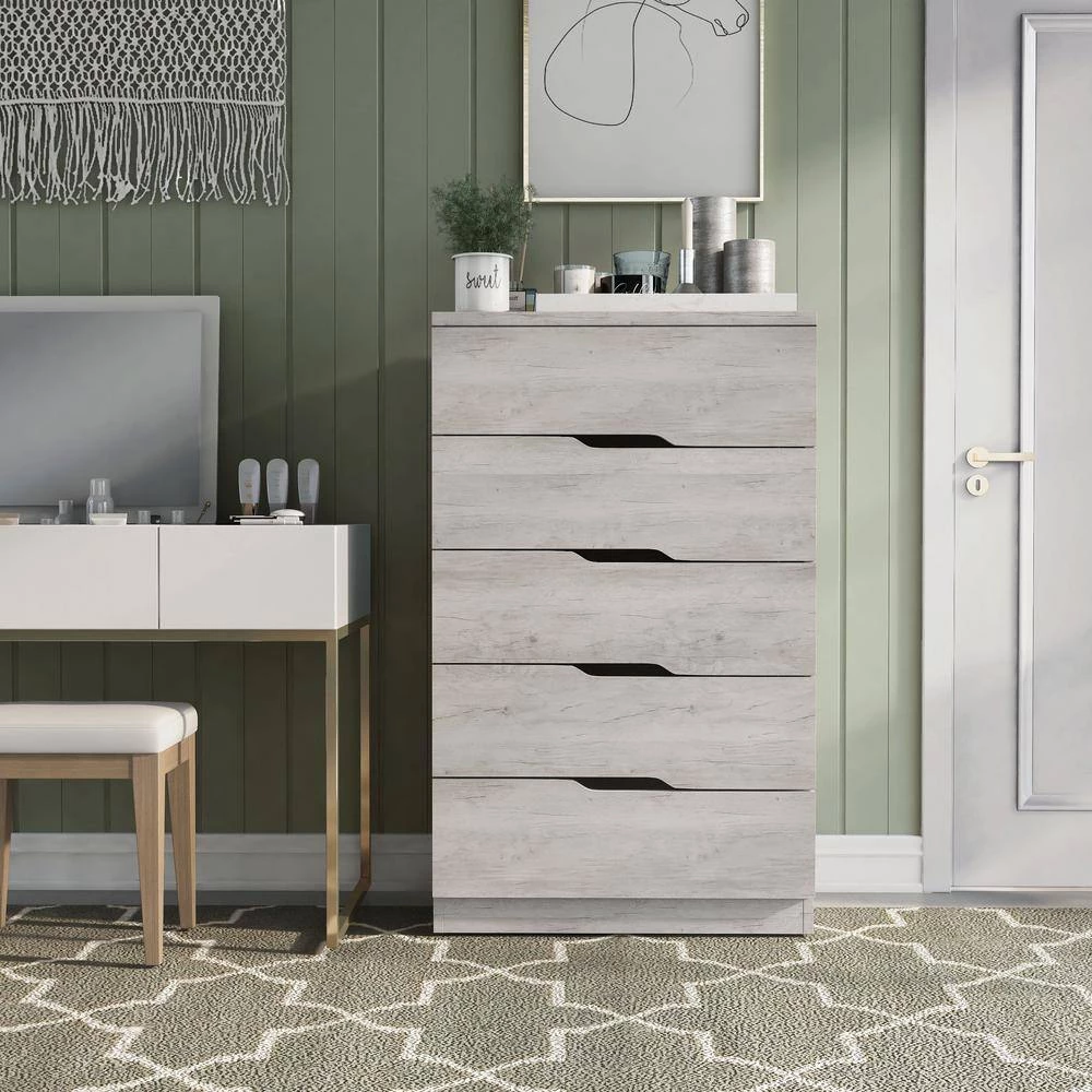 Tobin 15.50 in. 5-Drawer White Oak Chest by Furniture of America 7 Tobin 15.50 in. 5-Drawer White Oak Chest by Furniture of America - Image 7