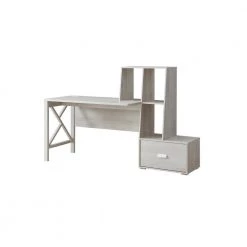 Reed 70.5 in. W Rectangle White Oak MDF 1-Drawer Computer Desk with Bookshelves by Furniture of America -Furniture of America Sales Store white oak furniture of america computer desks idi 202796 c3 1000