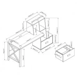 Reed 70.5 in. W Rectangle White Oak MDF 1-Drawer Computer Desk with Bookshelves by Furniture of America -Furniture of America Sales Store white oak furniture of america computer desks idi 202796 fa 1000