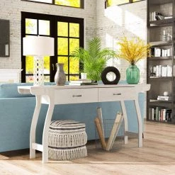 Cora 70 in. White Oak 32 in. Rectangle Particle Board Console Table with 2-Drawers by Furniture of America -Furniture of America Sales Store white oak furniture of america console tables idi 202794 4f 1000