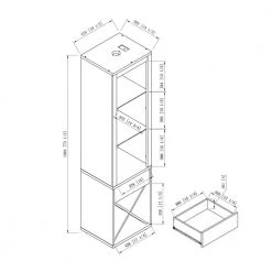 Shane White Oak Curio Cabinet with Drawer and LED Lights by Furniture of America -Furniture of America Sales Store white oak furniture of america display cabinets idi 202797 76 1000