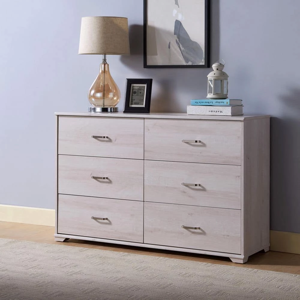 Mendenite 6-Drawer White Oak Drawer (30 in. H x 47.2 in. W x 15.4 in. D) by Furniture of America 7 Mendenite 6-Drawer White Oak Drawer (30 in. H x 47.2 in. W x 15.4 in. D) by Furniture of America - Image 7