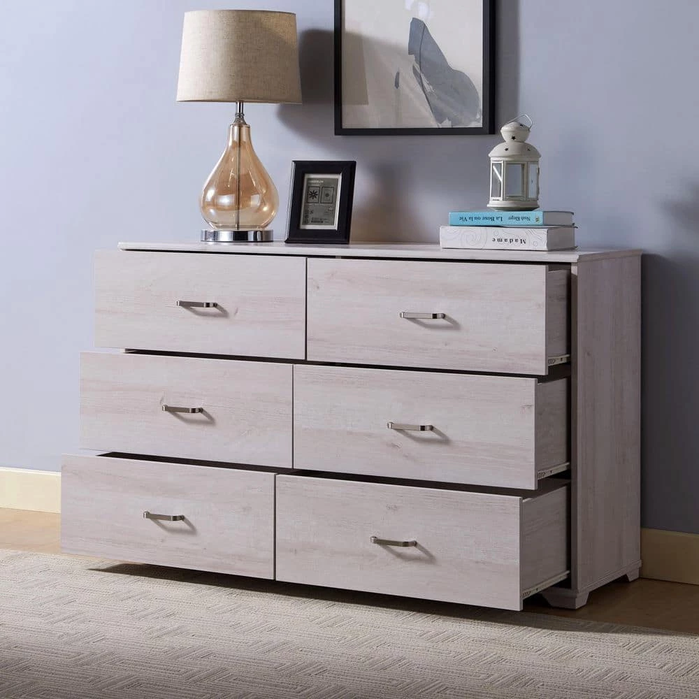 Mendenite 6-Drawer White Oak Drawer (30 in. H x 47.2 in. W x 15.4 in. D) by Furniture of America 5 Mendenite 6-Drawer White Oak Drawer (30 in. H x 47.2 in. W x 15.4 in. D) by Furniture of America - Image 5