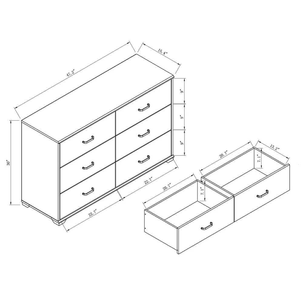 Mendenite 6-Drawer White Oak Drawer (30 in. H x 47.2 in. W x 15.4 in. D) by Furniture of America 6 Mendenite 6-Drawer White Oak Drawer (30 in. H x 47.2 in. W x 15.4 in. D) by Furniture of America - Image 6