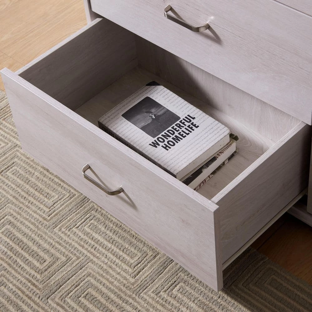 Mendenite 6-Drawer White Oak Drawer (30 in. H x 47.2 in. W x 15.4 in. D) by Furniture of America 3 Mendenite 6-Drawer White Oak Drawer (30 in. H x 47.2 in. W x 15.4 in. D) by Furniture of America - Image 3