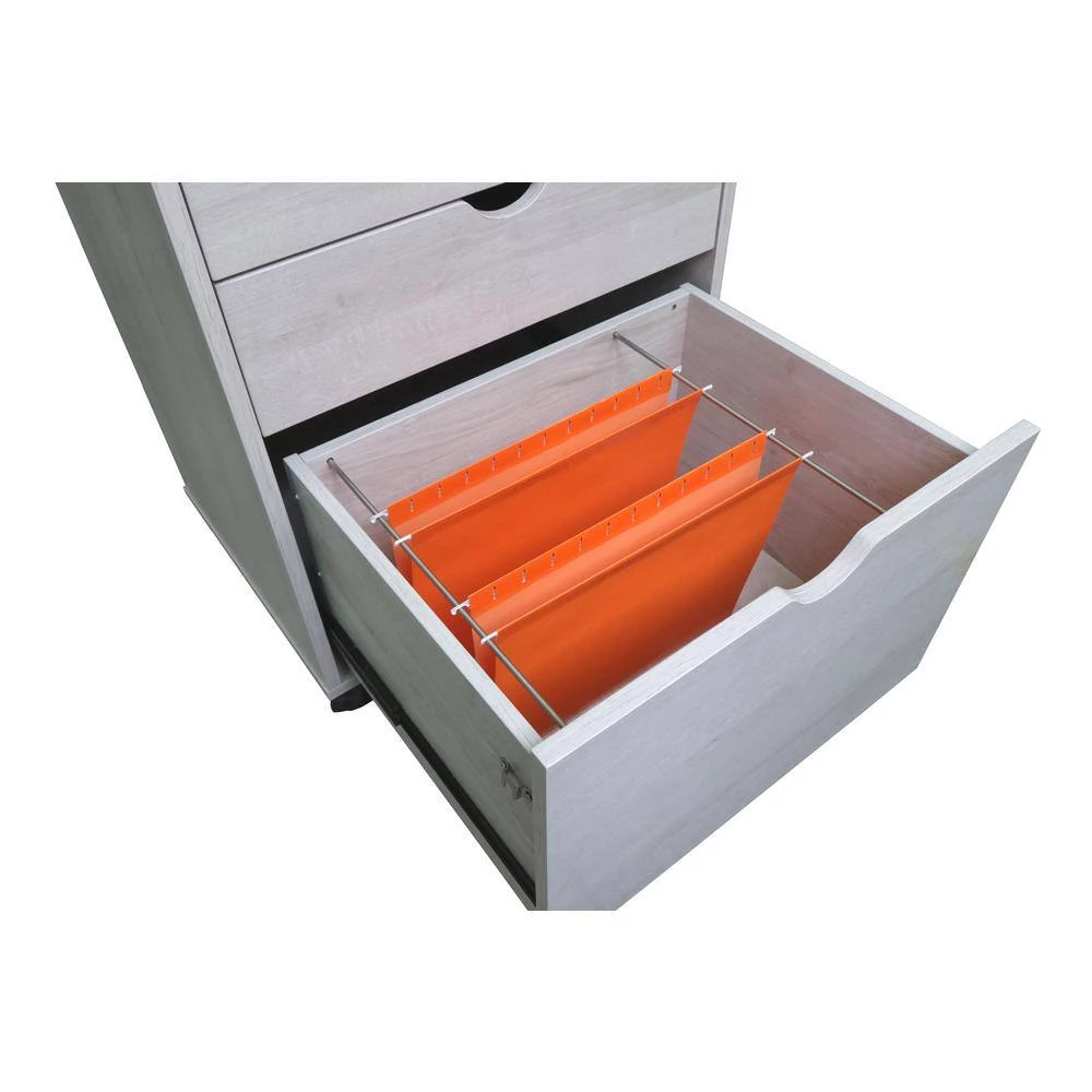 Sabant White Oak Mobile Decorative Vertical File Cabinet With Locking Drawers by Furniture of America 5 Sabant White Oak Mobile Decorative Vertical File Cabinet With Locking Drawers by Furniture of America - Image 5