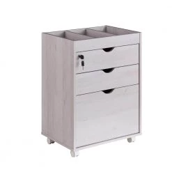 Sabant White Oak Mobile Decorative Vertical File Cabinet With Locking Drawers by Furniture of America