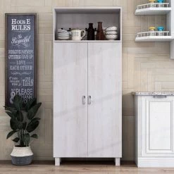 Watson White Oak Pantry Cabinet with Double Doors by Furniture of America