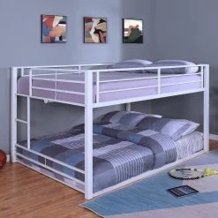Bowry White Powder Coating Full Over Full Bunk Bed by Furniture of America -Furniture of America Sales Store white powder coating furniture of america bunk beds idf bk656wh ff 31 1000