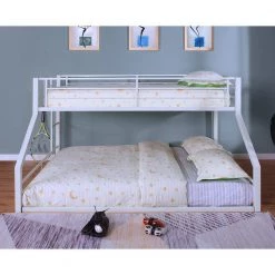 Bowry White Powder Coating Twin Over Full Bunk Bed by Furniture of America -Furniture of America Sales Store white powder coating furniture of america bunk beds idf bk656wh tf c3 1000