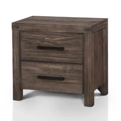 Bungalow 2-Drawer Wire-Brushed Rustic Brown Nightstand by Furniture of America