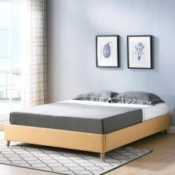 Minta Yellow Upholstered Queen Platform Bed by Furniture of America -Furniture of America Sales Store yellow furniture of america platform beds idi 9005f 31 1000